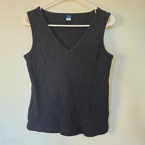 Old Navy Tank Top Cody Vee Womens Medium Black Sleeveless V Neck Ribbed